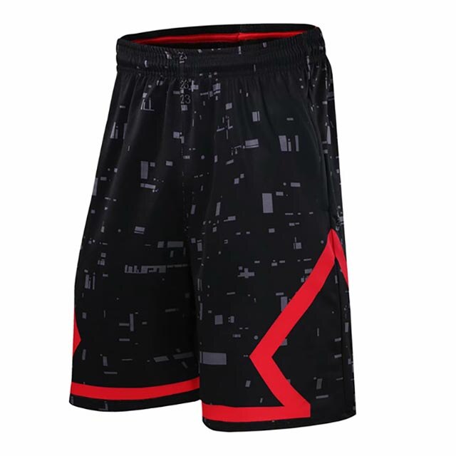 Men Basketball Shorts Workout Short Breathable Sweat Sport Black red Shorts